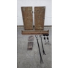Image 1 : Unique Vintage Collectables Including Wood Farmhouse Cupboard Doors, Chicken Feeder, Heavy Stone Dec