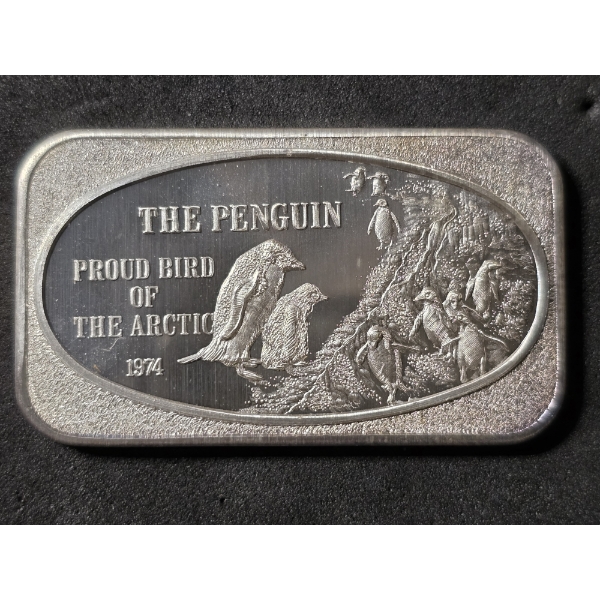 The Penguin - Proud Bird of The Arctic 1974 - 1 Troy Ounce .999 Silver Bar