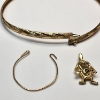 Image 3 : 10K Yellow Gold Jewelry: Bangle, Tasmanian Devil Pendant, Loop Piece - Total Weight: 5.1g