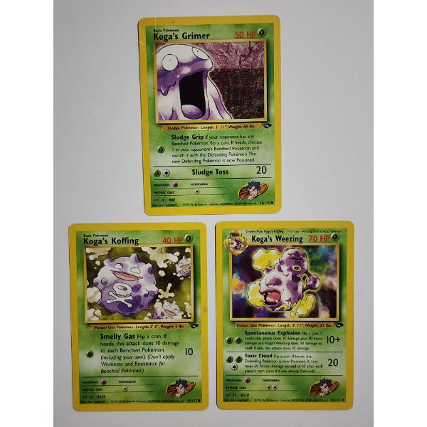 Three Vintage Pokemon Trading Cards ~ 3 Different Koga's Pokemon ~ 2000 GYM & WotC Era Cards!