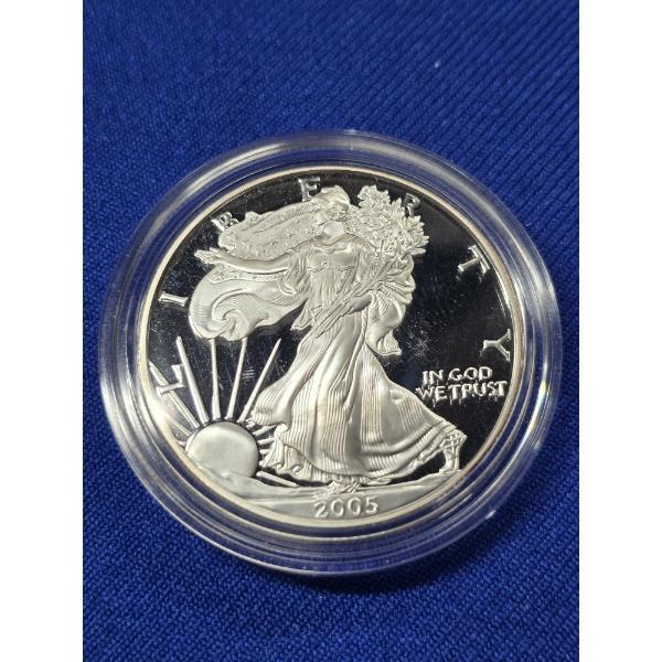 2005- W Silver American Eagle One Ounce Proof Silver Bullion Coin