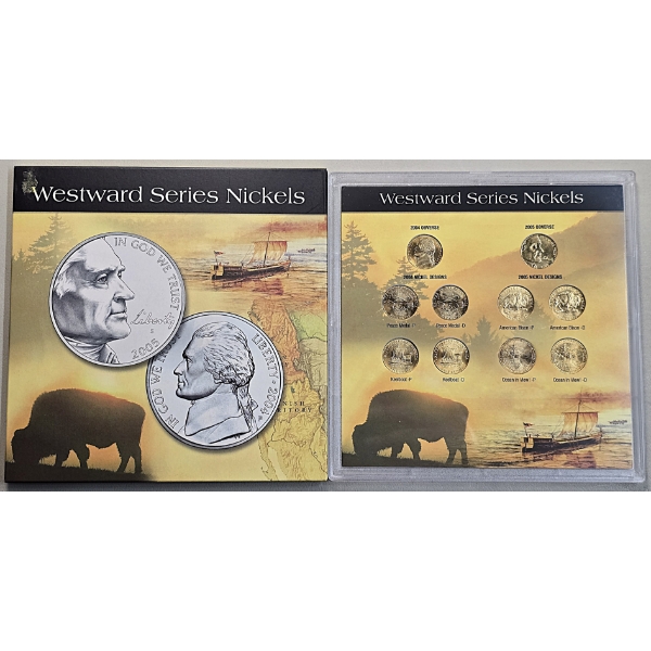 Westward Series Nickels - Gold Plated - (5) 2004 Nickels and (5) 2005 Nickels