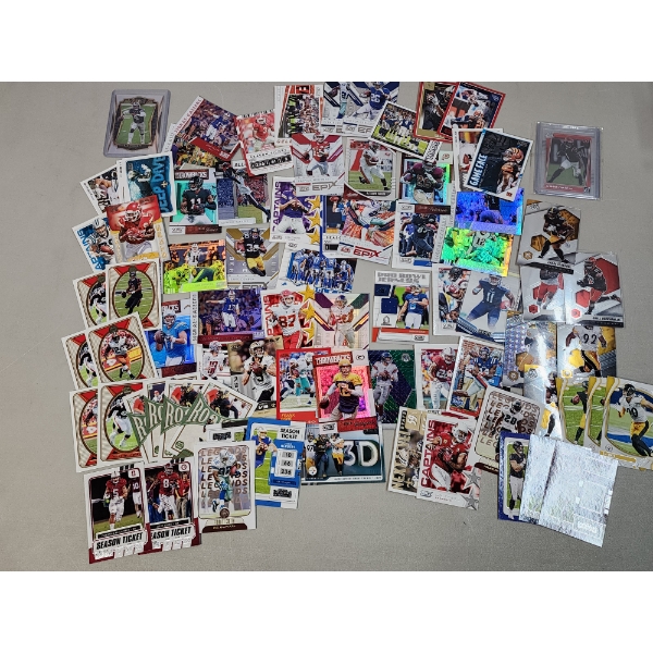 Large Lot of Over 50 Football Trading Cards Including Season Ticket Cards, Rookie Cards, & More!