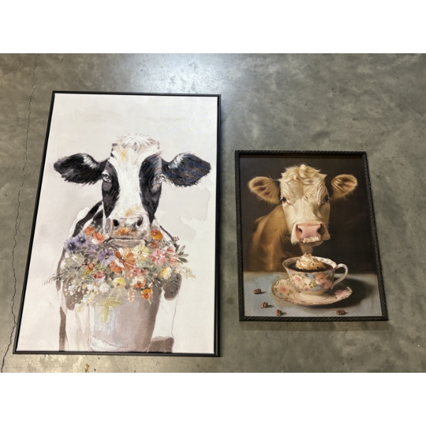 2 Cow Decorative Photo Frames - ~29.5x 20" & ~19x15" 