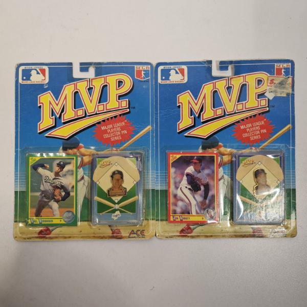 Vintage 1990 Ace Novelty MLB MVP Orel Hershiser And Jim Abbott Collector Pin Cards