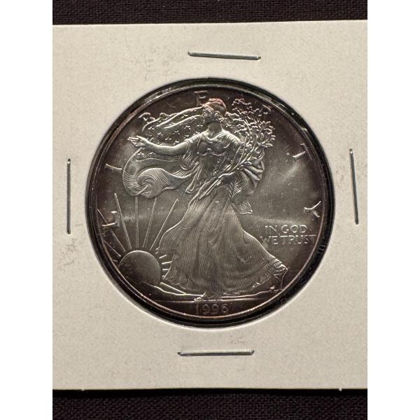 1996 United States American Eagle .999 Fine Silver Coin - Mint Condition - Lowest Production Year