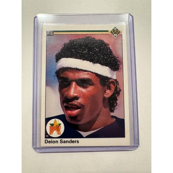 1990 Upper Deck Deion Sanders ROOKIE Baseball Card In Protective Holder - Mint Condition