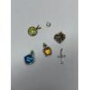 Image 1 : 14K Charms for Necklaces - 6 Total - Total Weight 13.1 Grams - Peridot and diamond halo pendant 
