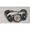 Image 2 : Carolyn Pollack Sterling Silver Concho Link 5" Watch With Turquoise Stones - Total Weight: 32.3g