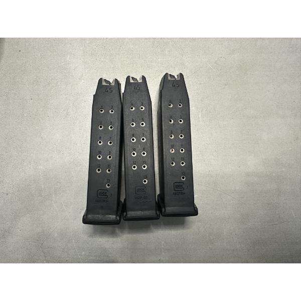 Three 13 Round Magazines - Fit Glock Mod 41, 45 ACP