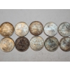Image 7 : x12 German Empire 1/2 Mark Silver Coins .900 Silver 