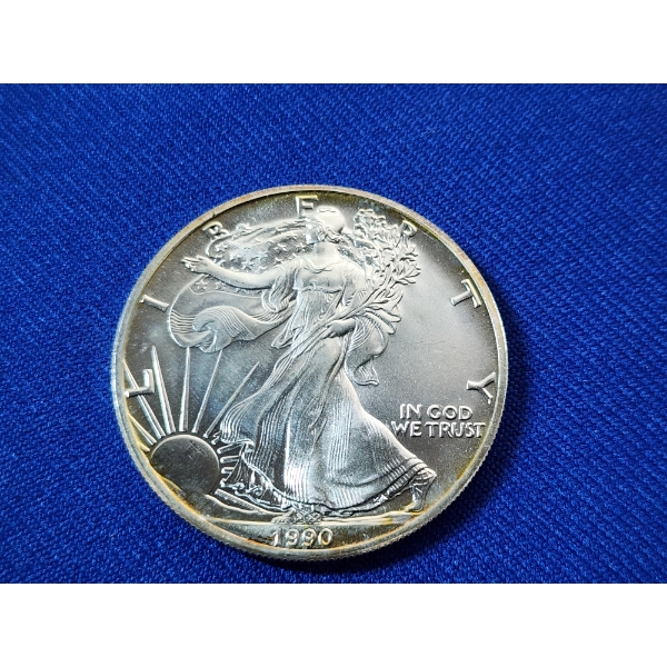 1990 Silver American Eagle - 1 Ounce .999 Fine Silver 
