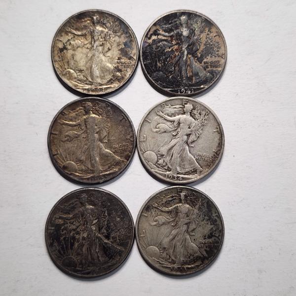 $3.00 Face Value in Assorted 90% Silver United States Walking Liberty Half Dollars 