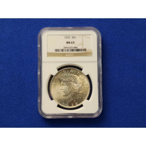 1922 Silver Peace Dollar - NGC MS 63