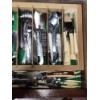 Image 11 : Beautiful Antique Tea Cart on Wheels with Assorted Stainless-Steel Utensils 30x32in