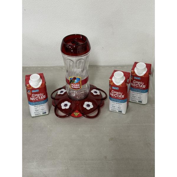 Orion 16 Oz Nectar Capacity 10" Hummingbird Feeder Including 3 Simply Nectar Liquid Food - Brand New