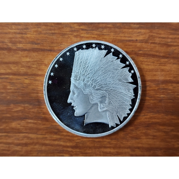 One Troy Ounce .999 Fine Silver Indian Eagle Round From Silver Towne ~ Beautiful Silver Stacker!