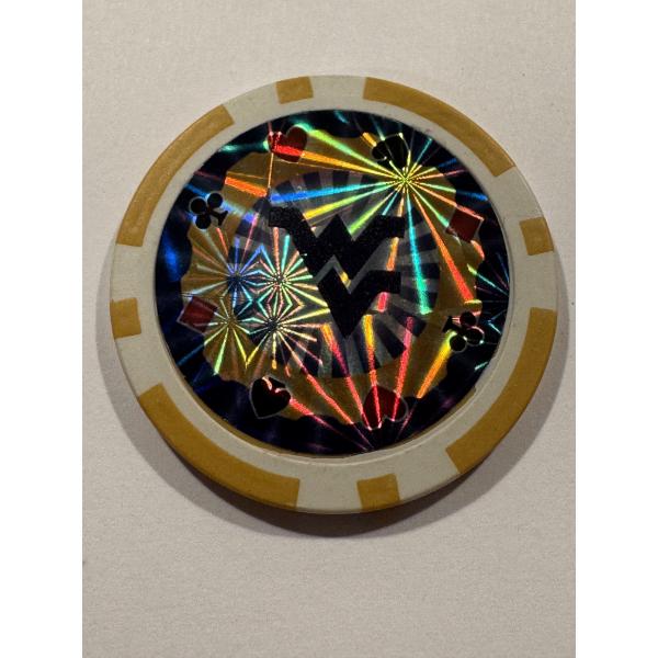 Incredible West Virginia Mountaineers Officially Licensed 11.5 Clay Holographic Poker Chip - Mint