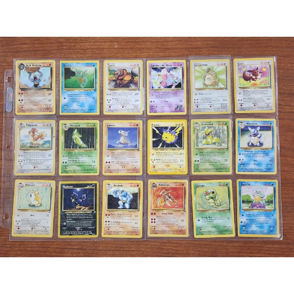 18 Assorted Vintage Pokemon Trading Cards Including Rares Like Kabutops, Murkrow & More!