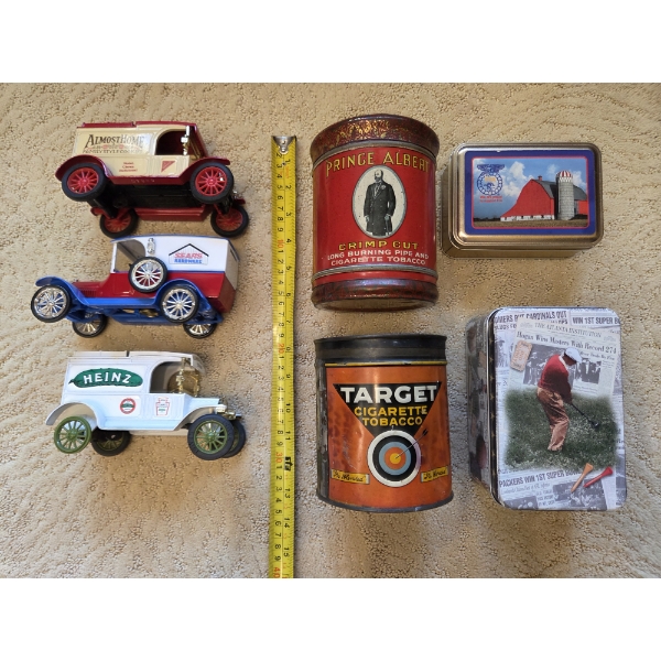 *Pick Up At Mantua Home-No Shipping Available* Four Collectable Vintage Tins & Three Die Cast Truck 
