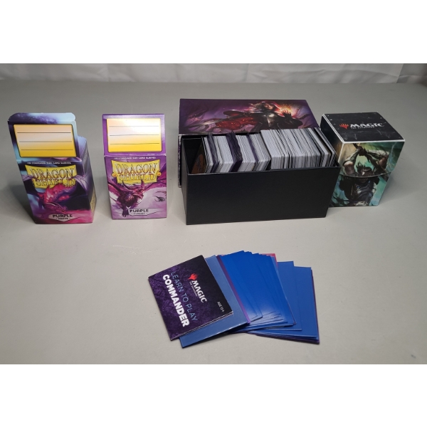 Lot Of Assorted Magic The Gathering Trading Cards Including Holos & Card Protectors 