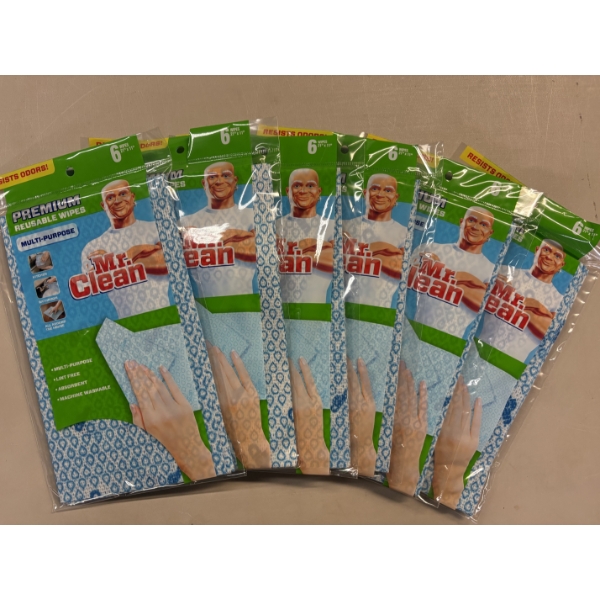 Brand New - Mr Clean Premium Reusable Multi-Purpose Wipes - 6 Packs of 6 Wipes
