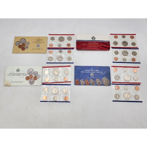 4 - U.S. Mint Uncirculated Coin Sets: 1990, 1989, 1987, 1991
