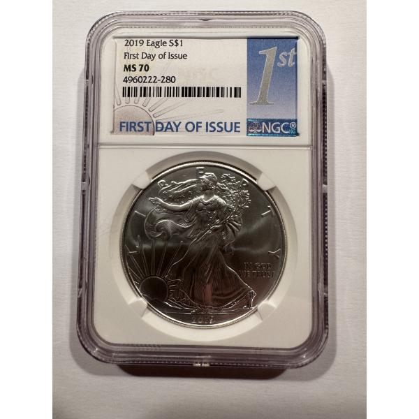 2019 .999 Fine Silver One Troy Oz U.S. Silver Eagle Graded NGC MS70 - First Day Of Issue