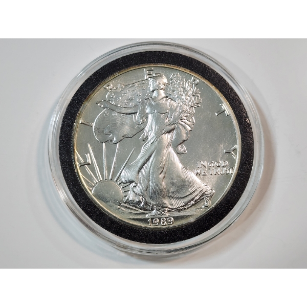 1989 American Silver Eagle - 1 oz .999 Fine Silver Coin - In Capsule 
