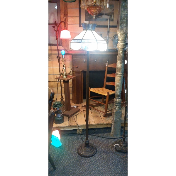 Classic Stained Glass 16" Paneled Shade - 64 Inch Floor Lamp - Electrified In Perfect Condition.