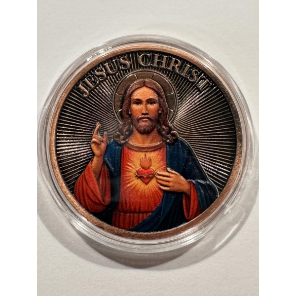 Jesus Christ Son of God Challenge Coin - Jesus Saves - Beautiful Coin In Protective Holder - Mint