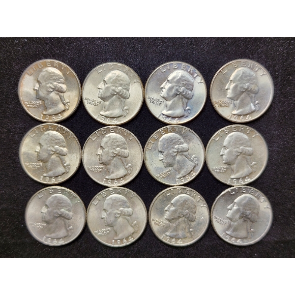 $3 Face Value in Assorted 90% Silver Washington Head Quarters - BU Quarters!