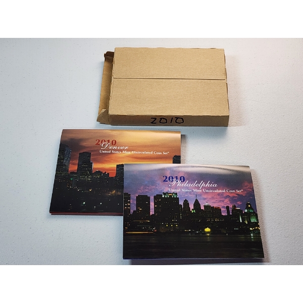 2010 P&D United States Mint Uncirculated BU 28-Coin Set in Original Packaging & CoA