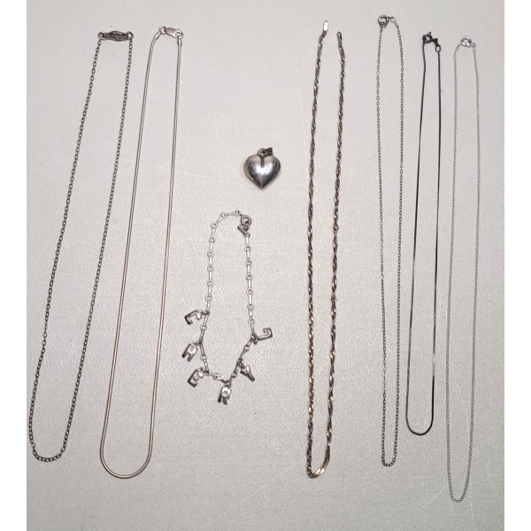 Sterling Silver Necklaces, Bracelet & Pendant - Total Weight: 20.1g