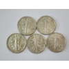 Image 1 : Five Assorted Years 90% Silver Walking Liberty Half Dollars - FV: $2.50