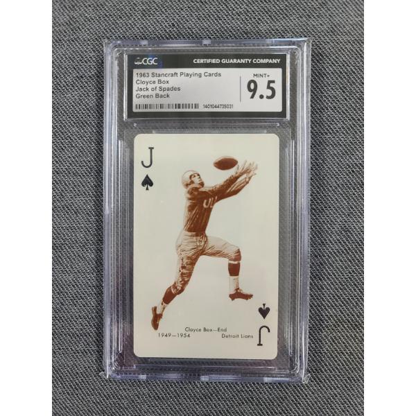 CGC 9.5 Mint 1963 Stancraft Playing Cards Cloyce Box Jack of Spades Green Back