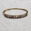 Image 1 : INCREDIBLE!!! 925 Sterling Silver Gold-Tone Multi Gemstone Double Row Hinged Bangle - 3" (17.8g)
