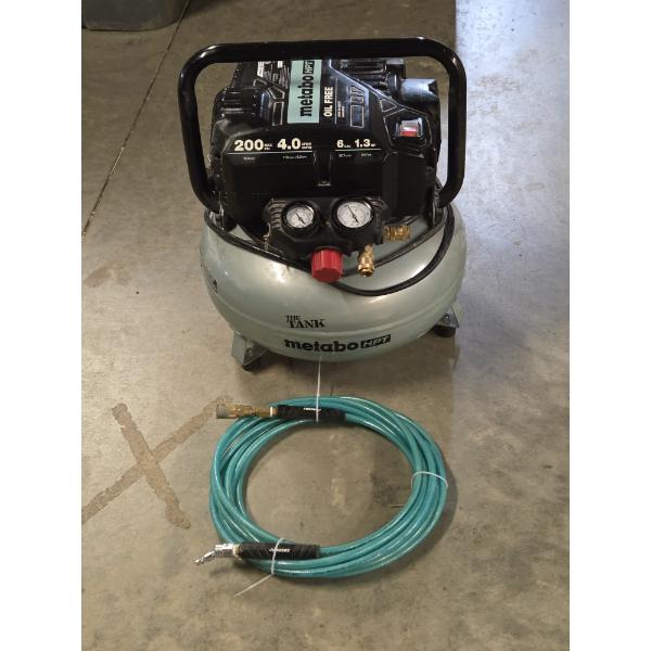 Great Condition "The Tank" Metabo HPT 6 Gallon Air Compressor And New Husky Air Hose