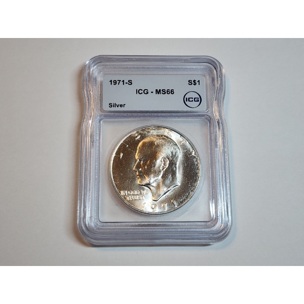 1971-S Eisenhower 40% Silver Dollar Graded ICG MS 66