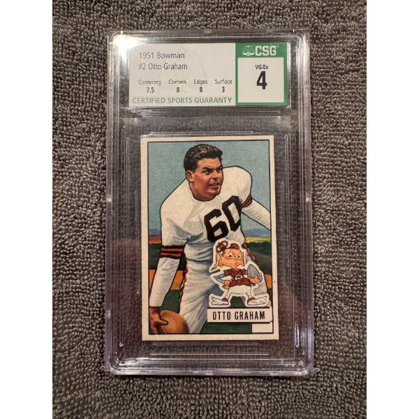 1951 Bowman #2 Cleveland Browns Otto Graham Football Card - CSG 4