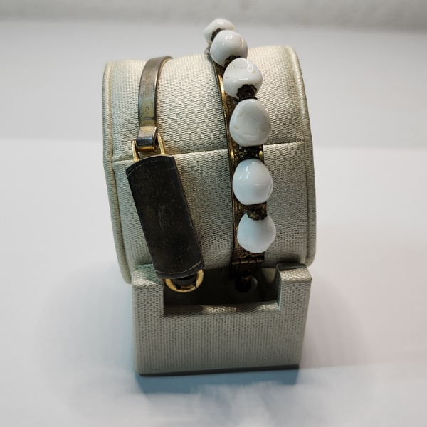 Two Gold-Tone Fashion Bangle Bracelets