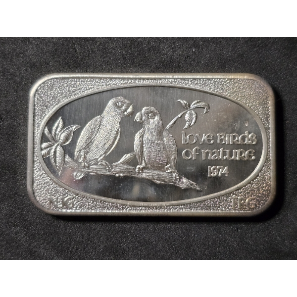 Love Birds of Nature 1974 - 1 Troy Ounce .999 Silver Bar 