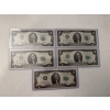 Image 1 : 5 - 1976 Thomas Jefferson $2.00 Bills In Protective Holders - Mint Condition