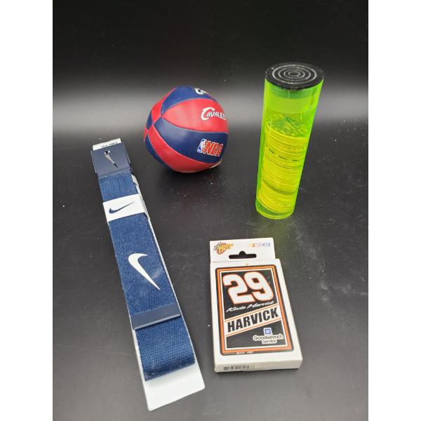 the Nike Web Belt - Cavaliers Squishy Ball - Nascar Playing Cards - Tube of Pogs -Miscellaneous Pogs
