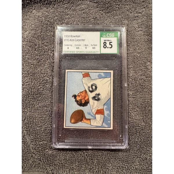 1950 Bowman #115 Cleveland Browns Ken Carpenter Football Card - CSG 8.5