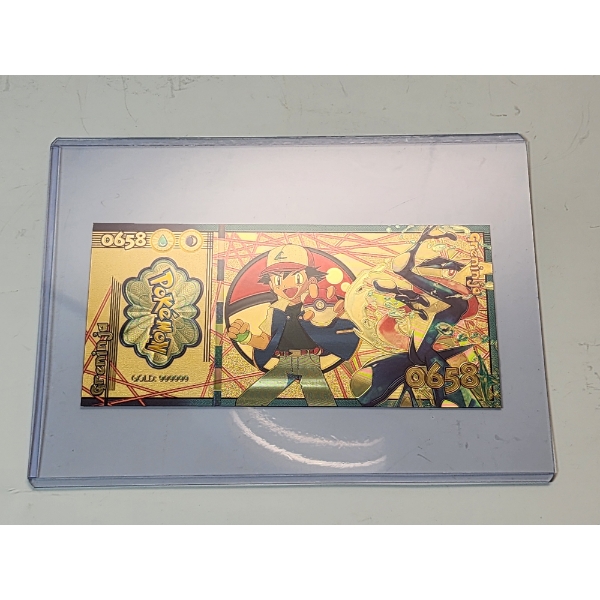 RARE 1996 Pokémon 999999 Gold Foil Note - Greninja - Mint Condition in Protective Holder            