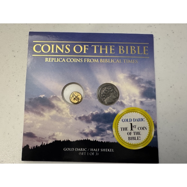 Coins of the Bible - Gold Daric & Half Shekel Replica Coins - Mint Condition In Whitman Packaging