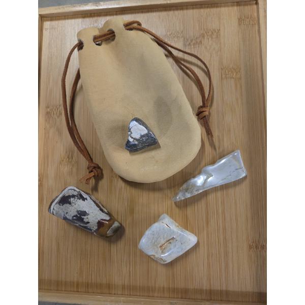 Beautiful Polished Rock Collection With Genuine Leather Pouch 