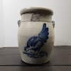 Image 1 : Rowe Pottery Works 1987 Handmade Crock Ft. Brid Painting on Side ~ Stands About 9 Inches Tall