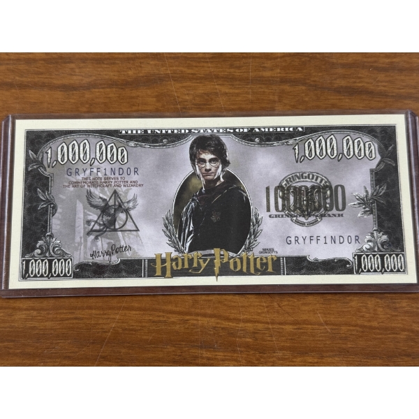 Original Harry Potter One Million Dollar Bill - Mint Condition - Harder To Find